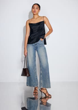 Embroidered Cowl Neck Camisole Top