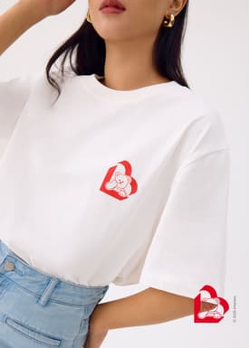 Love, Bonito | Wiggle Wiggle Unisex Oversized Drop Shoulder Tee in White