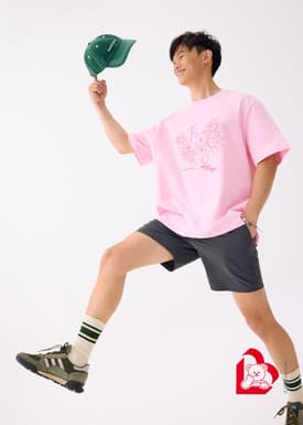 Love, Bonito | Wiggle Wiggle Unisex Oversized Drop Shoulder Tee in Strawberry Gelato