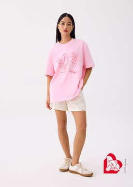 Love, Bonito | Wiggle Wiggle Unisex Oversized Drop Shoulder Tee in Strawberry Gelato