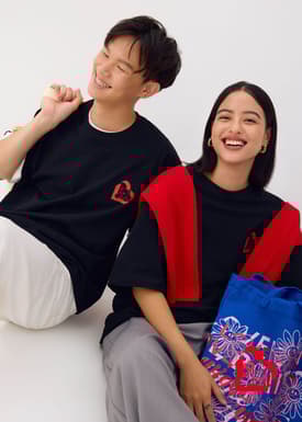 Love, Bonito | Wiggle Wiggle Unisex Oversized Drop Shoulder Tee in Black