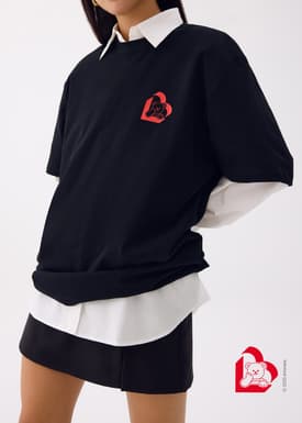 Love, Bonito | Wiggle Wiggle Unisex Oversized Drop Shoulder Tee in Black