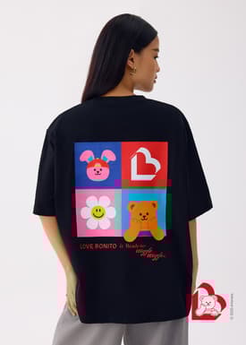 Love, Bonito | Wiggle Wiggle Unisex Oversized Drop Shoulder Tee in Black