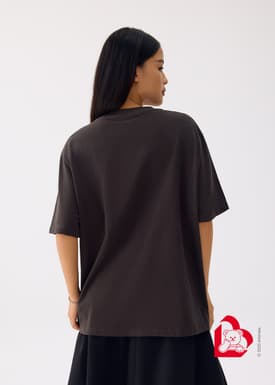 Love, Bonito | Wiggle Wiggle Unisex Oversized Drop Shoulder Tee in Charcoal