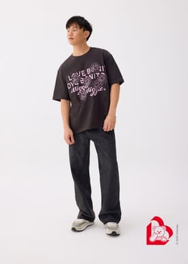 Love, Bonito | Wiggle Wiggle Unisex Oversized Drop Shoulder Tee in Charcoal