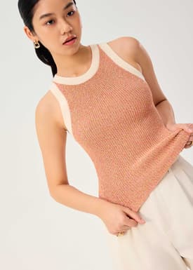 Contrast Piping Knit Racerback Tank