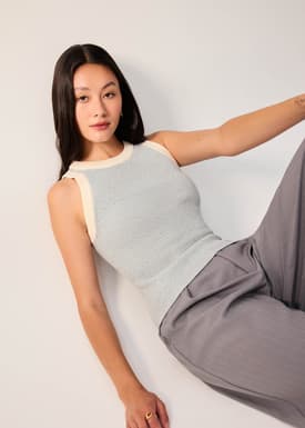 Contrast Piping Knit Racerback Tank