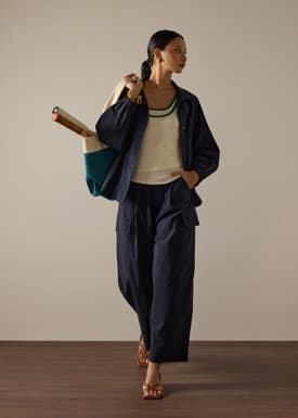 Contrast Piping Knit Fitted Tank