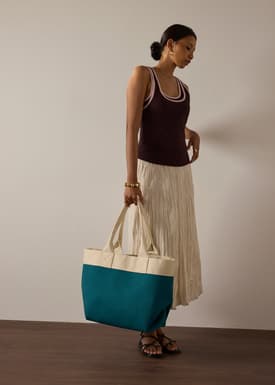 Contrast Piping Knit Fitted Tank