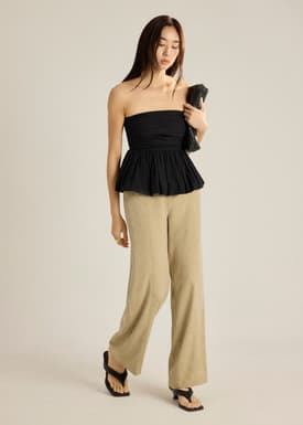 BraFree by LB Poplin Peplum Tube Top
