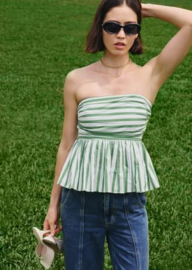 BraFree by LB Poplin Peplum Tube Top