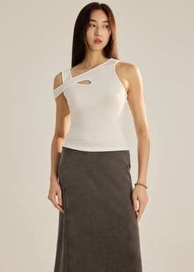 Jersey Asymmetric Cut Out Tank
