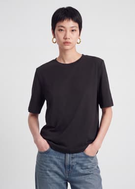 Shoulder Padded Cotton Tee