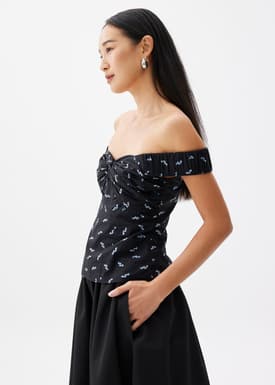 Elastic Cotton Off Shoulder Top