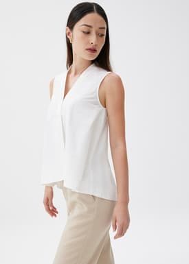 Cotton V-neck Trapeze Shell Top