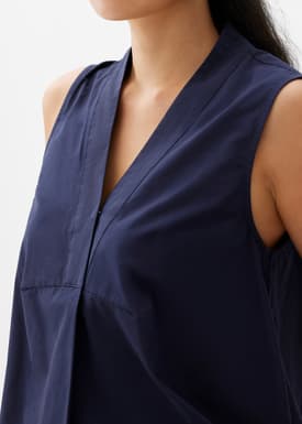 Cotton V-neck Trapeze Shell Top