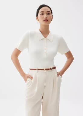 Ribbed Knit Collared Top