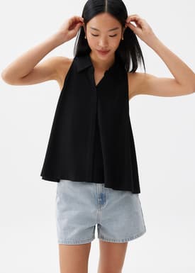 Linen Collared Swing Top