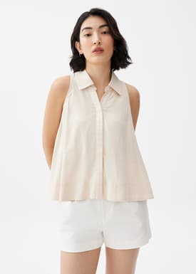 Linen Collared Swing Top