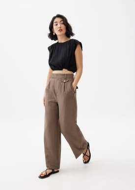 Elastic Ruched Linen Top