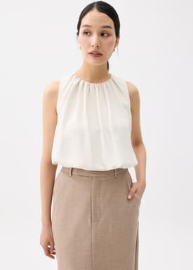 Ruched Round Neck Shell Top