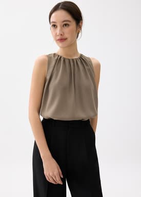 Ruched Round Neck Shell Top