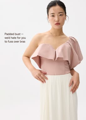 BraFree by LB Asymmetric Puff Sleeve Top