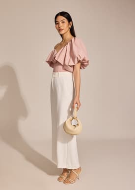 BraFree by LB Asymmetric Puff Sleeve Top