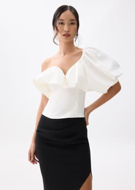 Padded Asymmetric Puff Sleeve Top