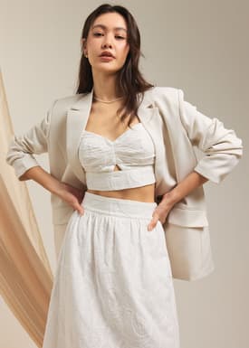 Padded Broderie V-neck Crop Top