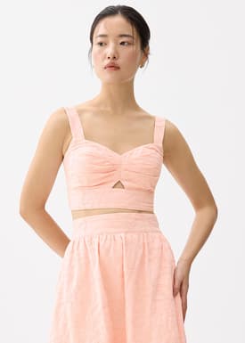 Padded Broderie V-neck Crop Top