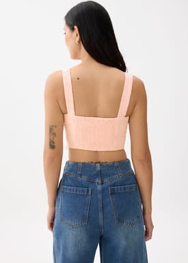 Padded Broderie V-neck Crop Top