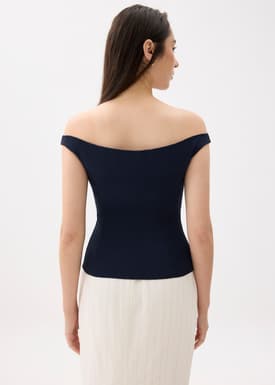 Knit Fitted Off Shoulder Top