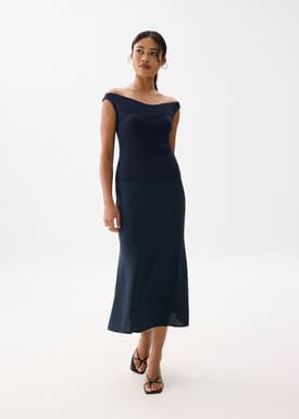 Knit Fitted Off Shoulder Top