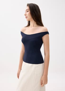 Knit Fitted Off Shoulder Top