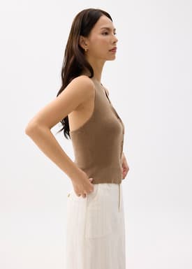Knit Fitted Halter Neck Top