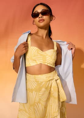 Padded Cropped Bustier Top in Kekana