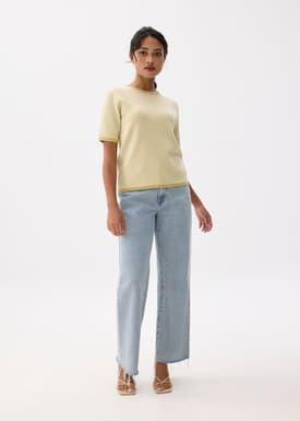 Striped Relaxed Knit Round Neck Tee
