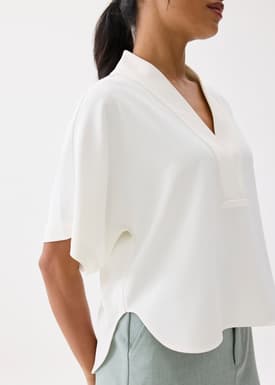 Relaxed V-neck Kimono Blouse