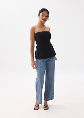 Padded Fitted Straight Neck Tube Top