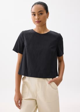Striped Jacquard Round Neck Shell Top