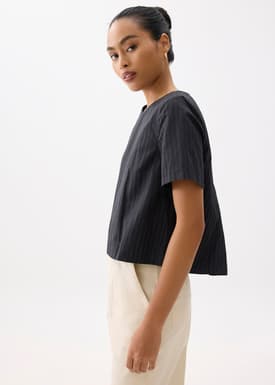 Striped Jacquard Round Neck Shell Top