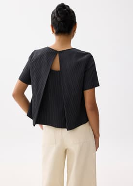 Striped Jacquard Round Neck Shell Top