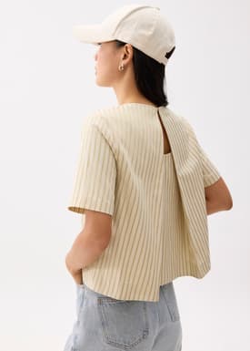 Striped Jacquard Round Neck Shell Top