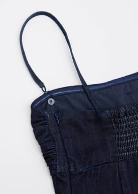 Denim Pleated Bustier Top