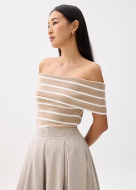 Fitted Off Shoulder Knit Top