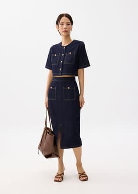 Denim Cropped Boxy Top