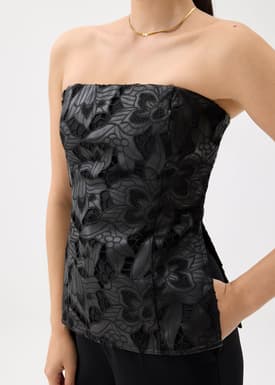 BraFree by LB Vegan Leather Lace Tube Top