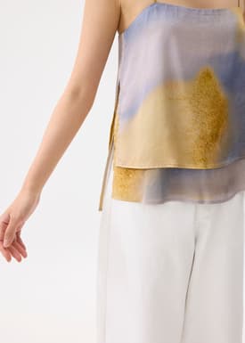 Abstract Satin Straight Neck Camisole Top