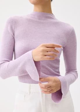 Knit Fitted High Neck Top